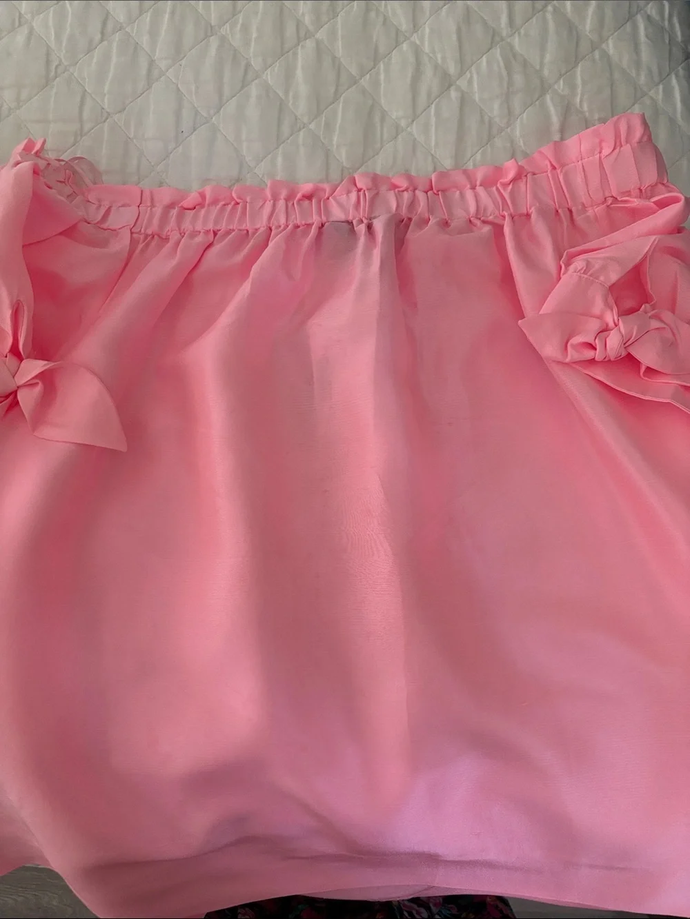J. Crew Bubblegum Pink Off-Shoulder Tie-Sleeve Top